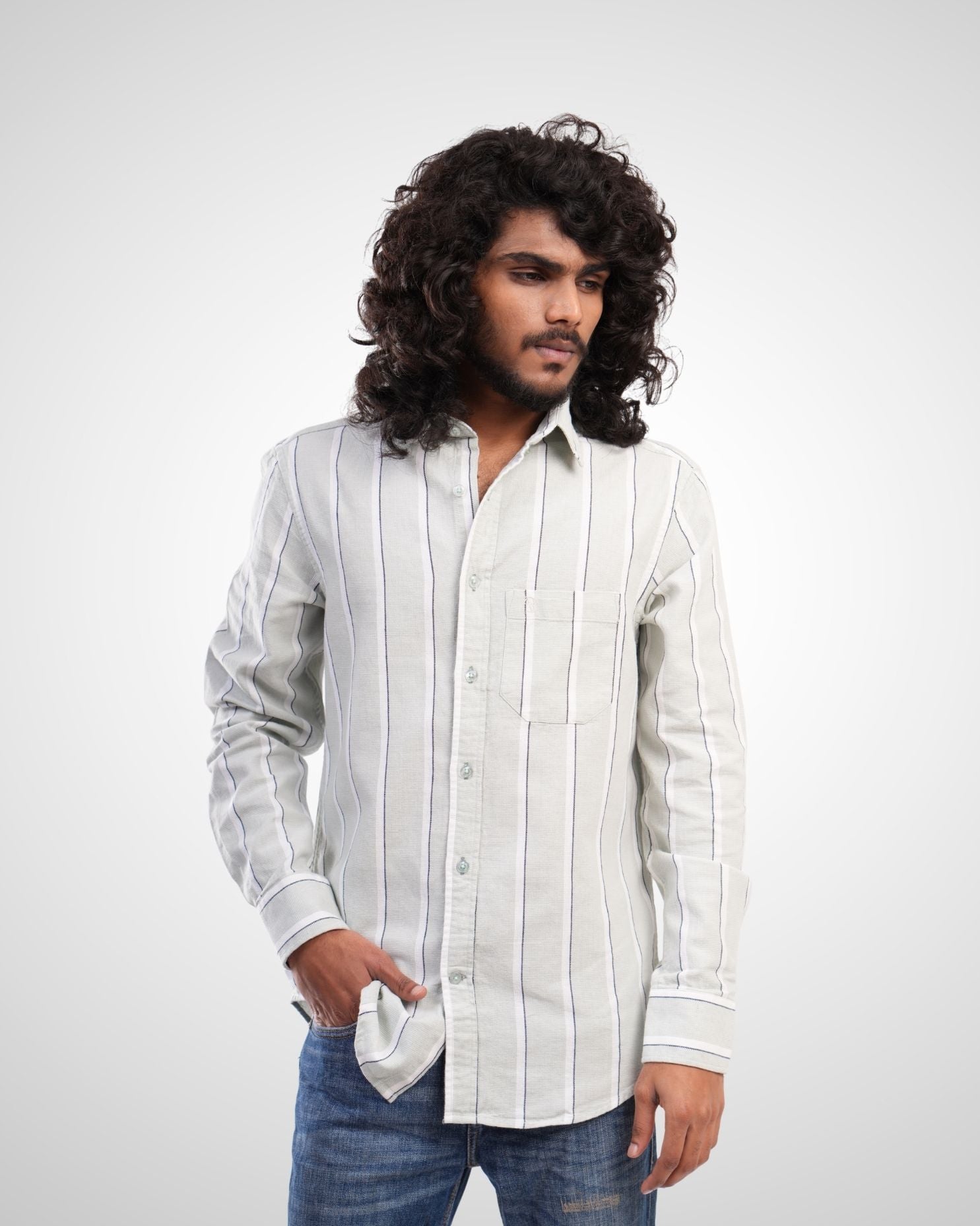 Dobby Stripe Shirt – Off White