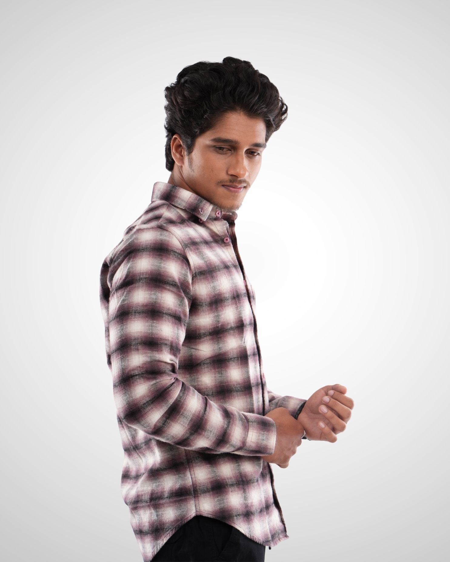 Mint Melange Twill Checked Shirt