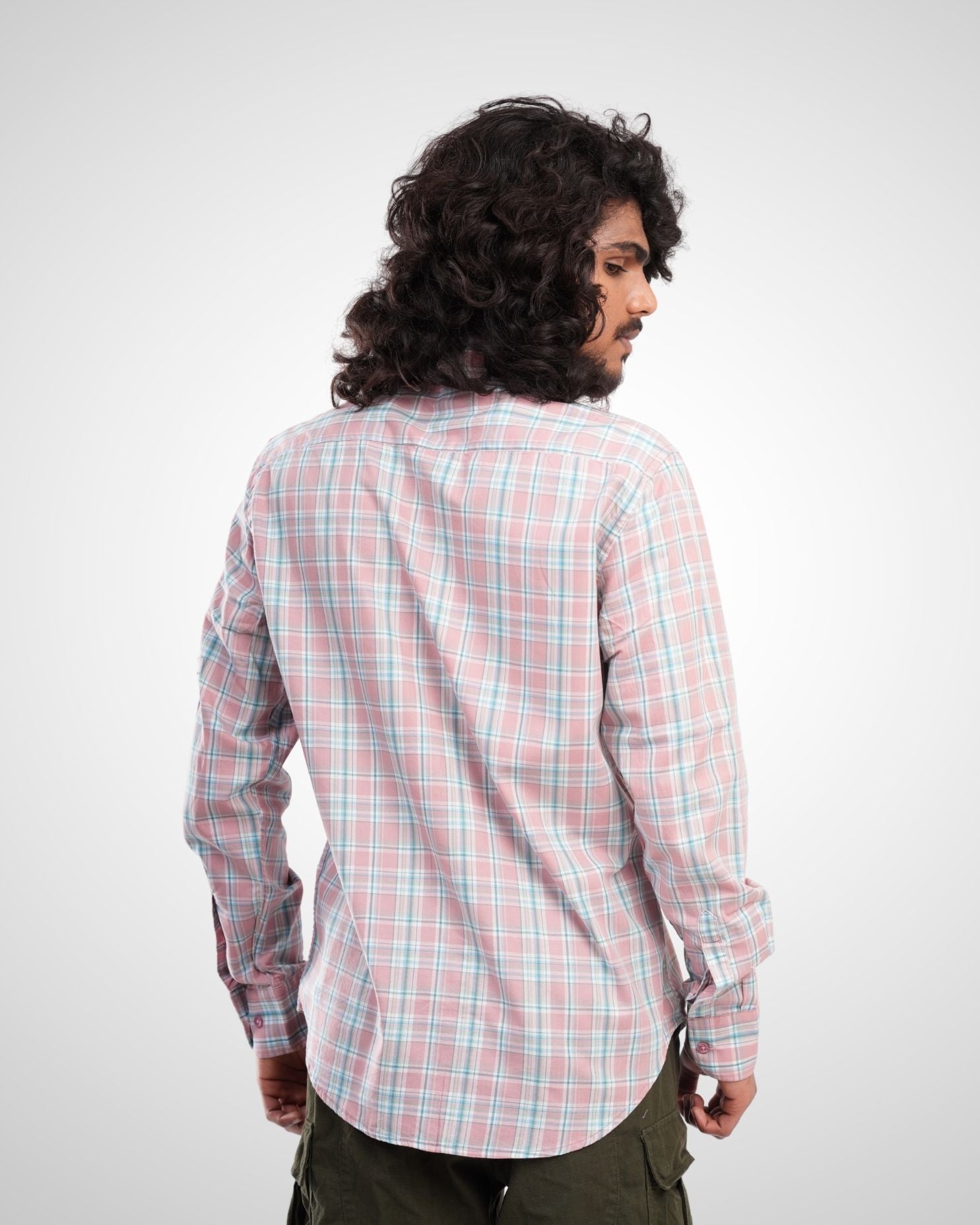 Pastel Pink Giza Twill Checked Shirt