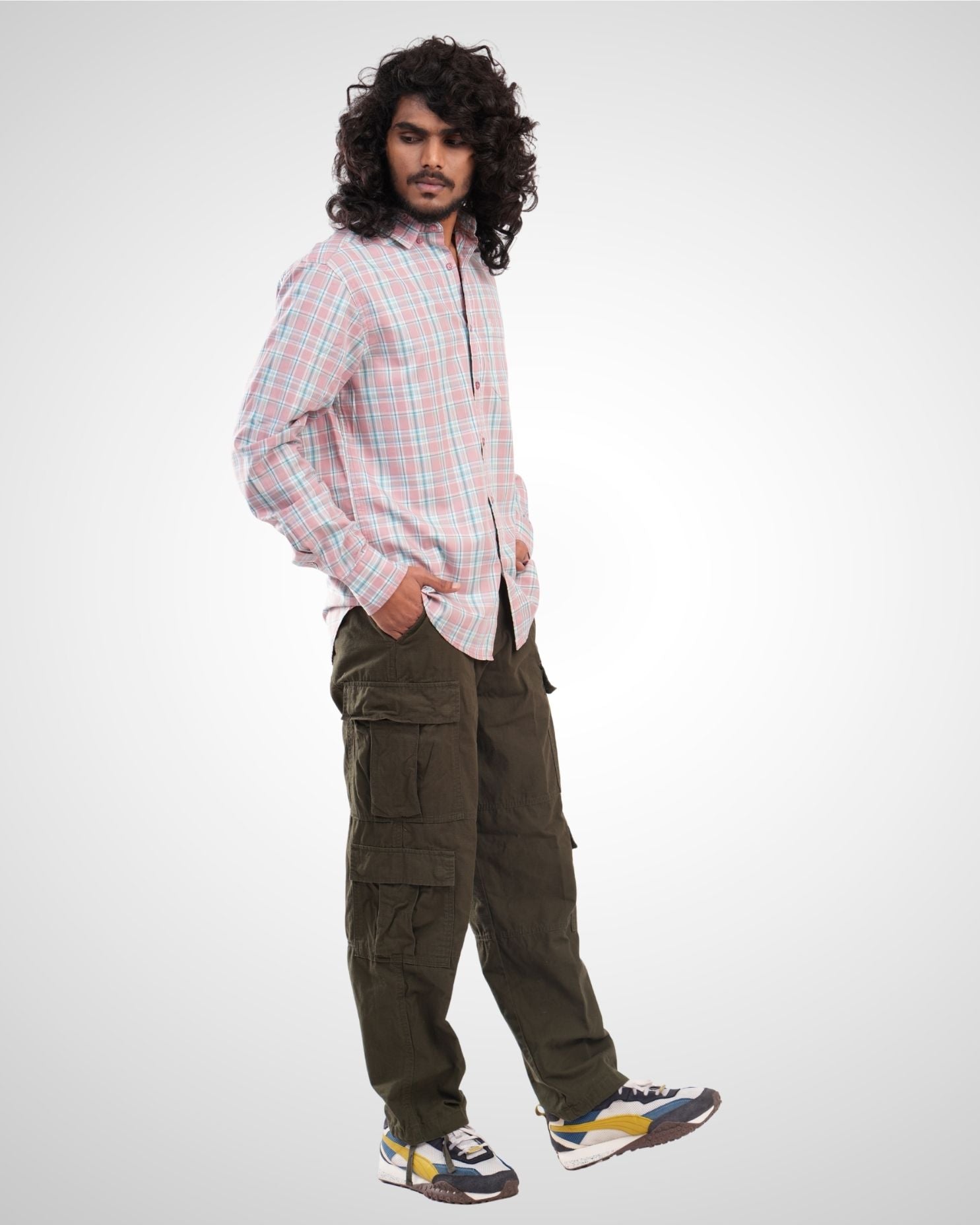 Pastel Pink Giza Twill Checked Shirt