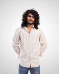 Beige Cotton Dobby Stripe Shirt