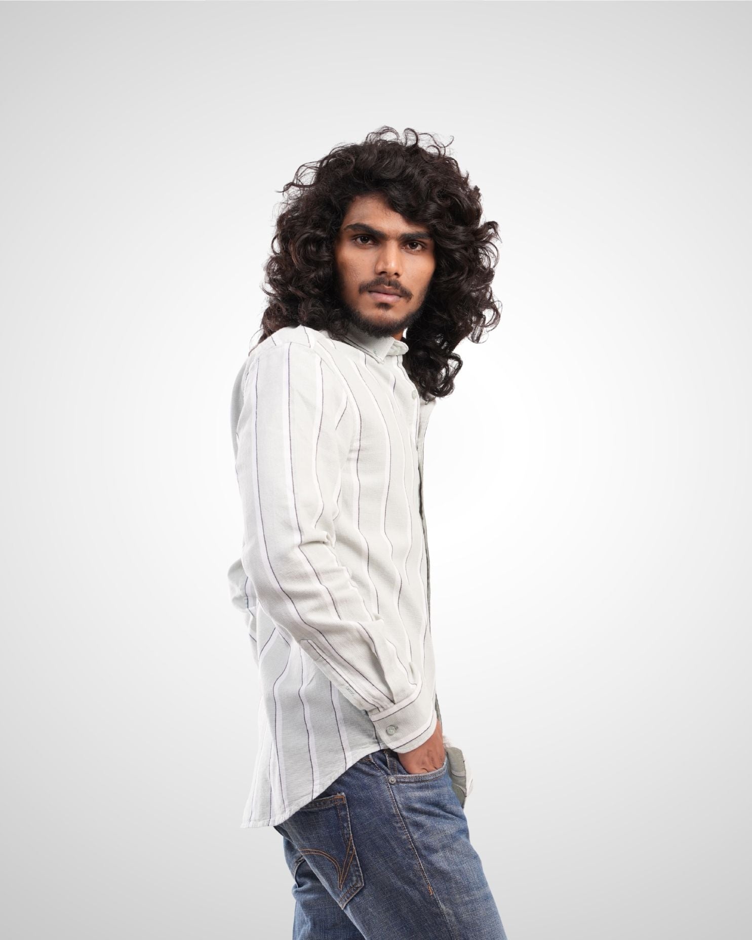 Dobby Stripe Shirt – Off White