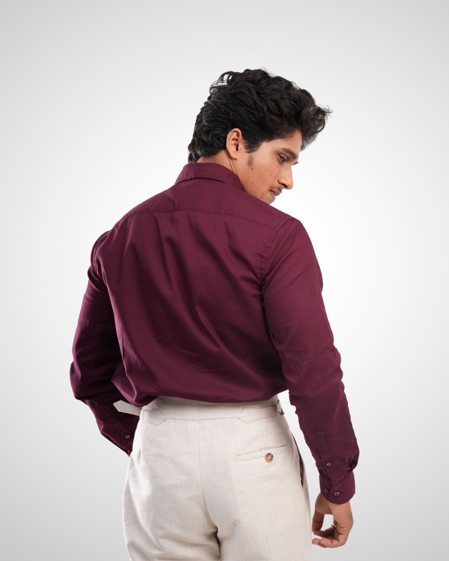 Maroon Cotton Solid Shirt
