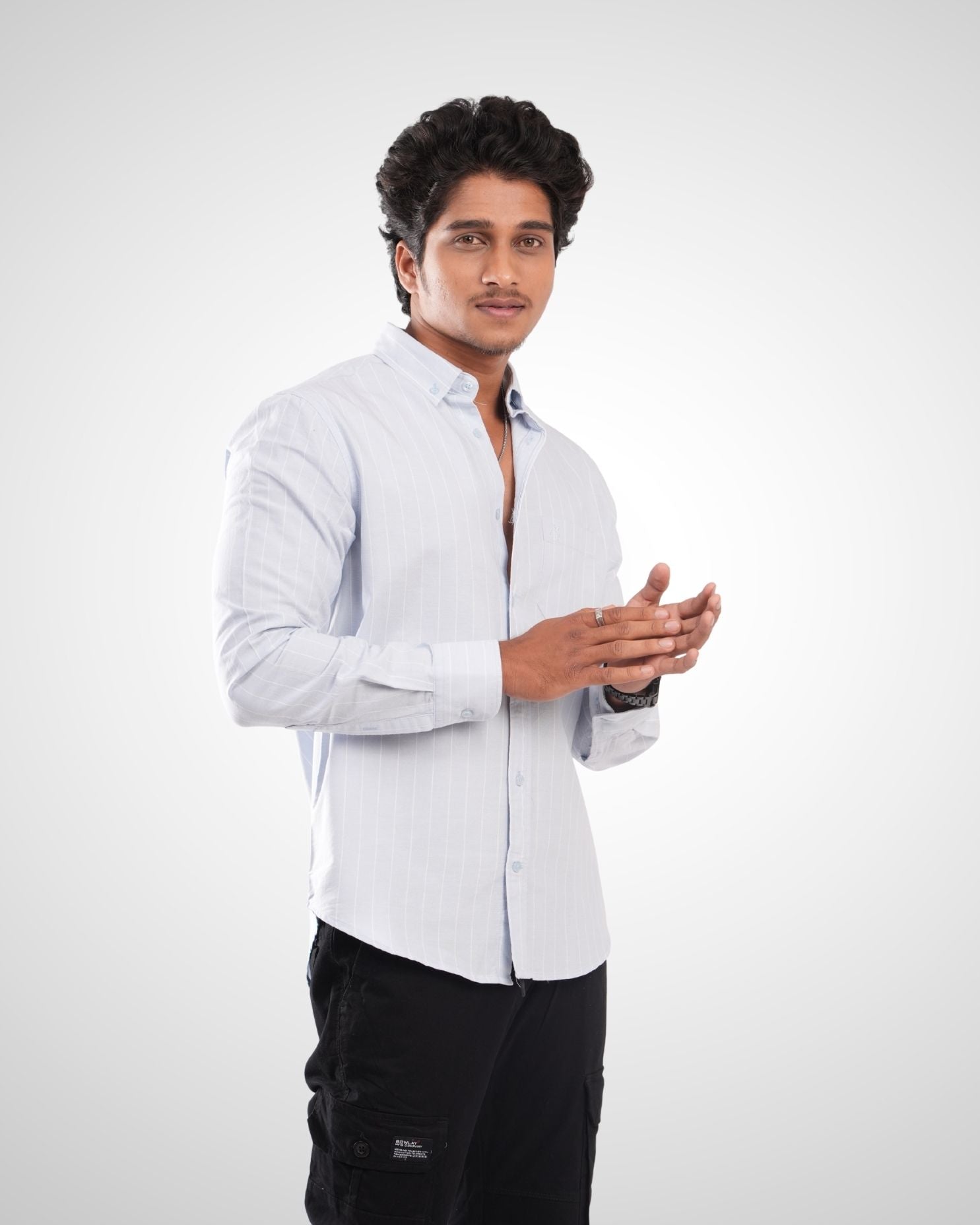 Light Blue Cotton Stripe Shirt