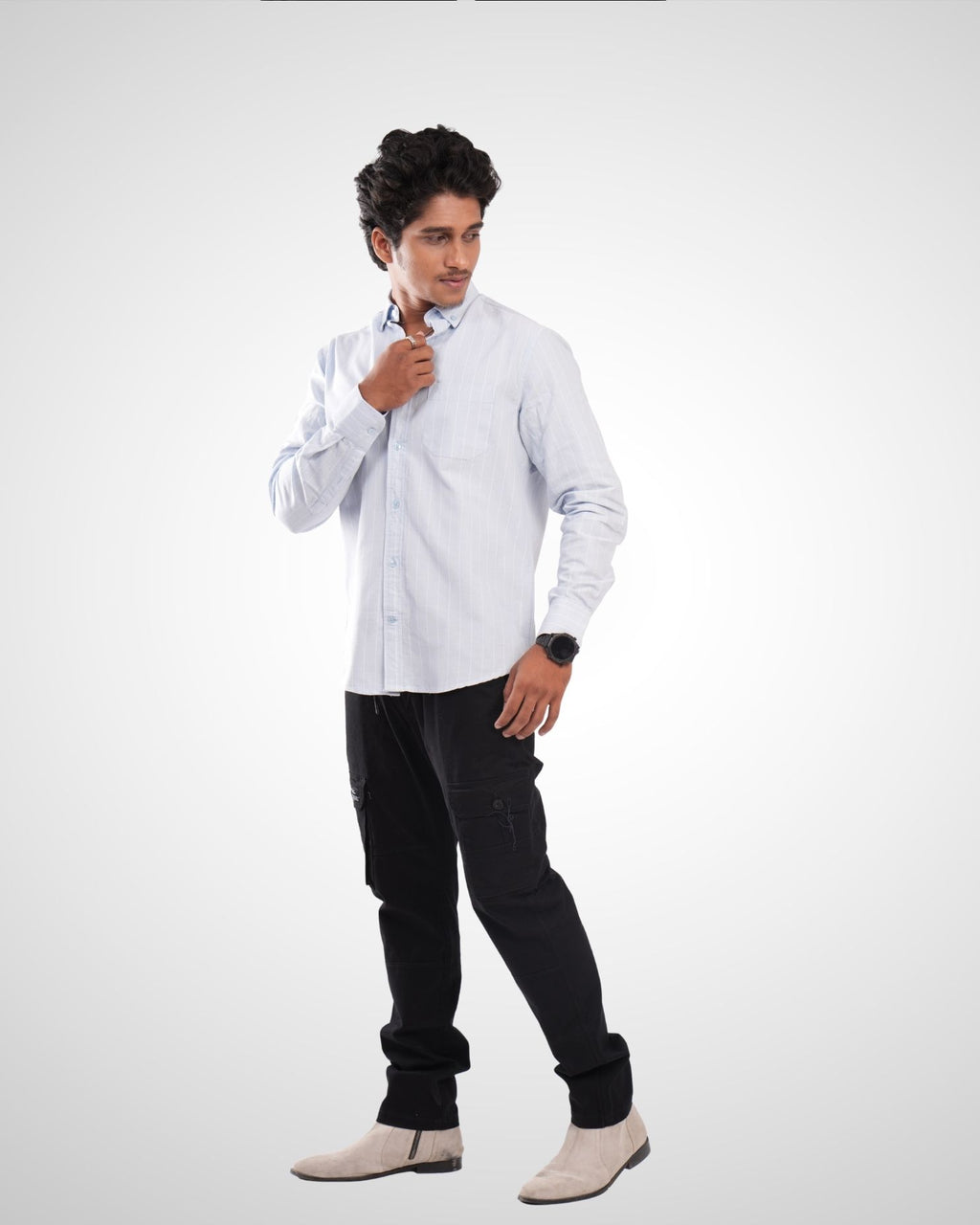 Light Blue Cotton Stripe Shirt