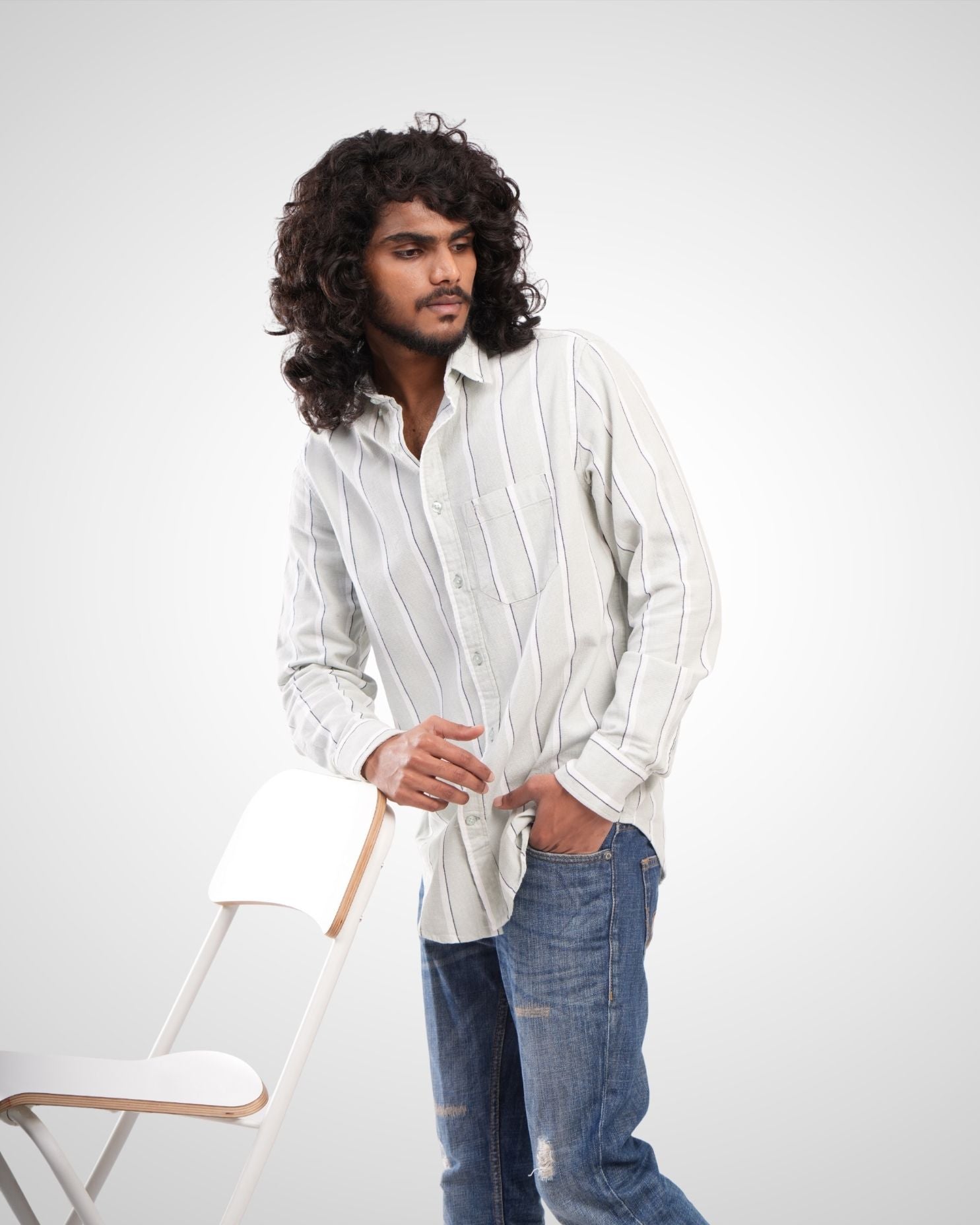 Dobby Stripe Shirt – Off White