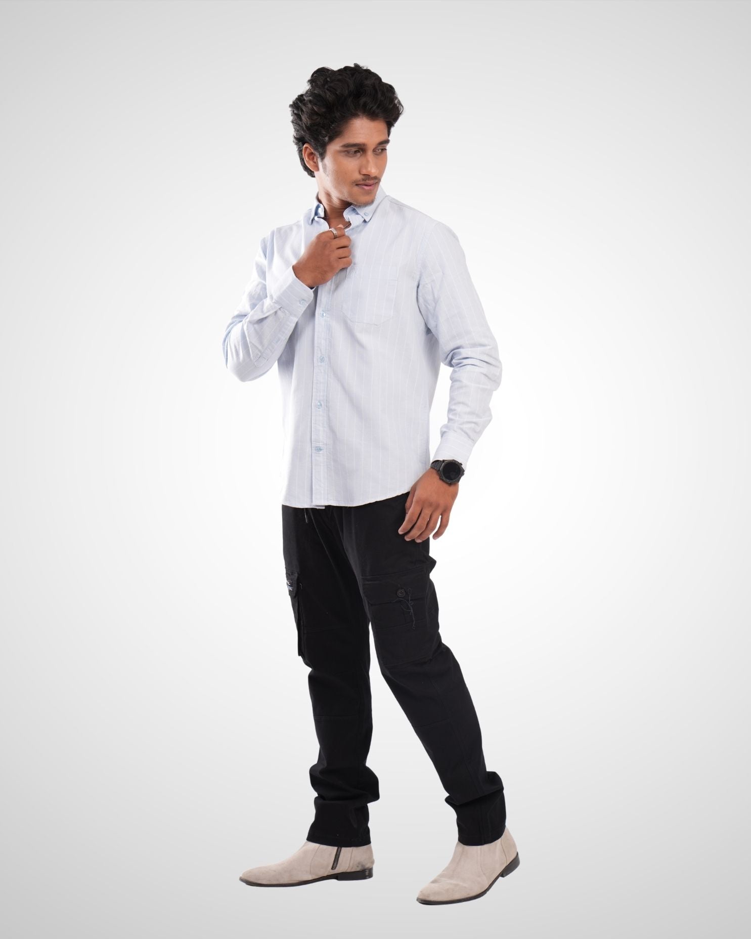 Light Blue Cotton Stripe Shirt