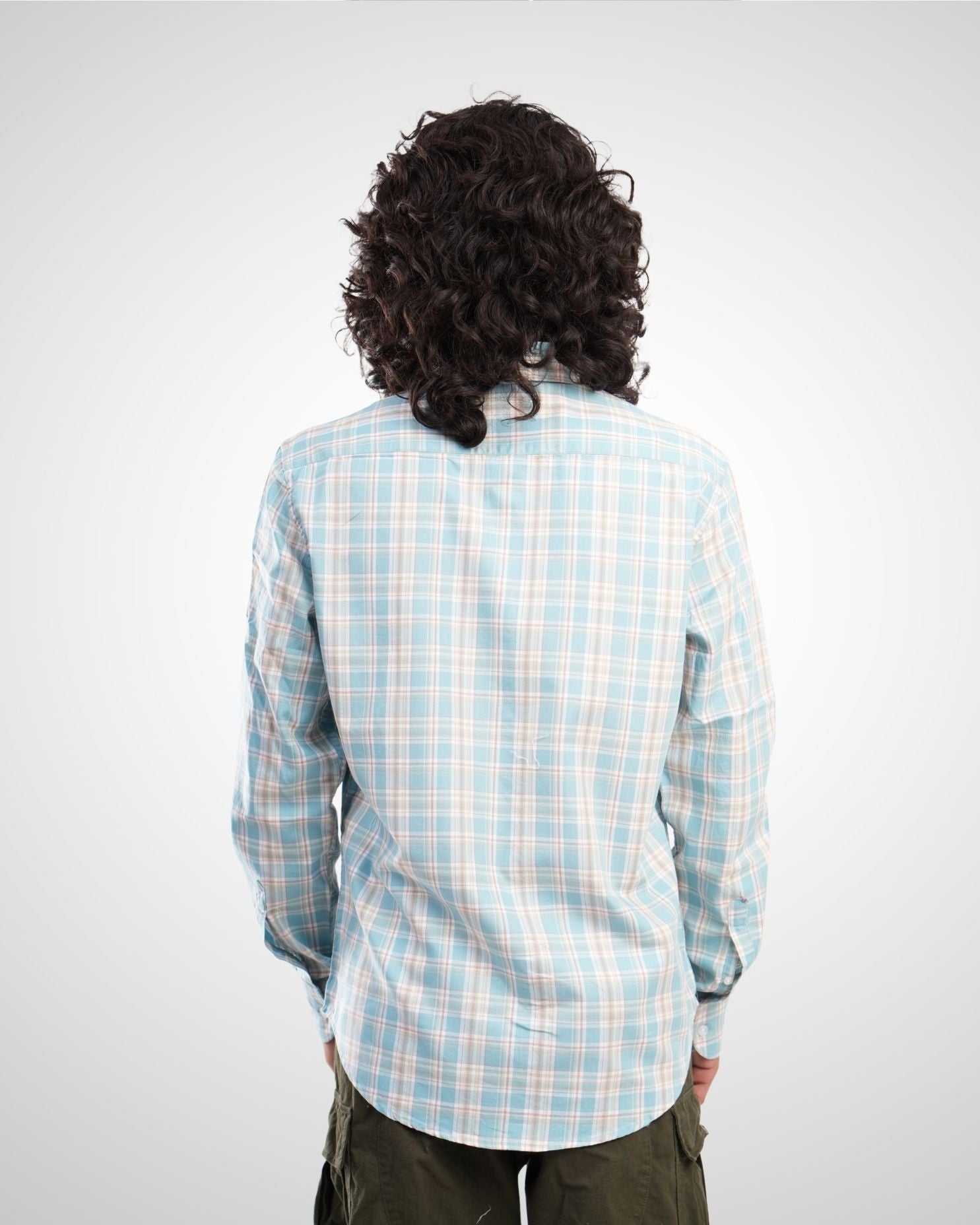 Sky Blue Giza Twill Checked Cotton Shirt