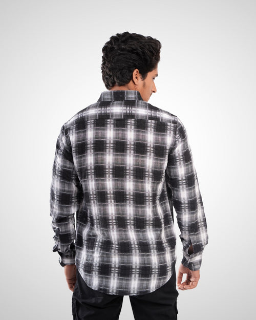 Black & White Twill Checked Cotton Shirt