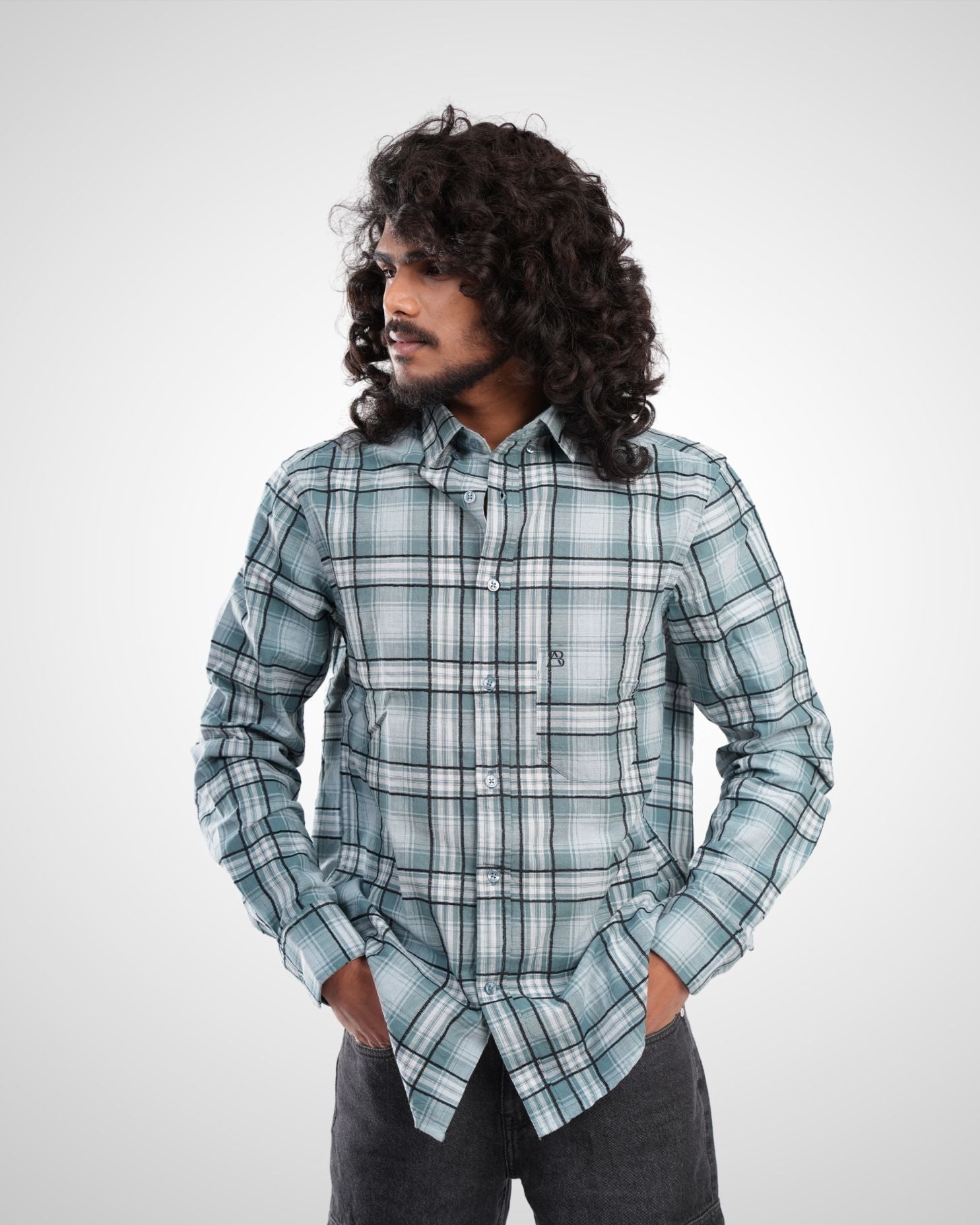 Teal Channel Boddu Checked Cotton Shirt