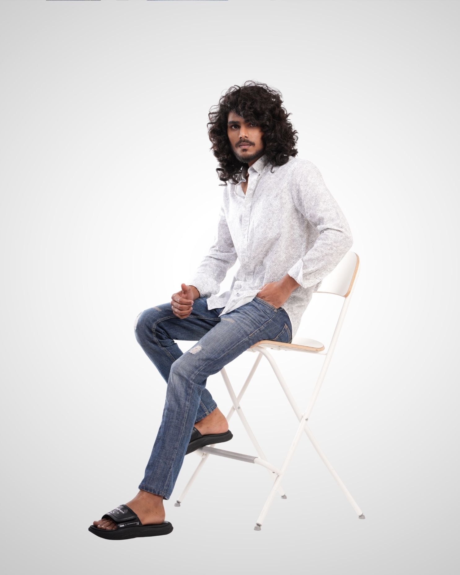 Off-White Cotton Cottlin Print Shirt