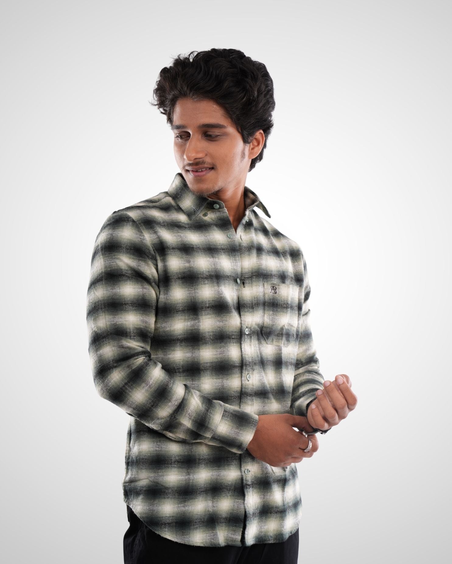 Maroon Brushed Twill Checked Shirt
