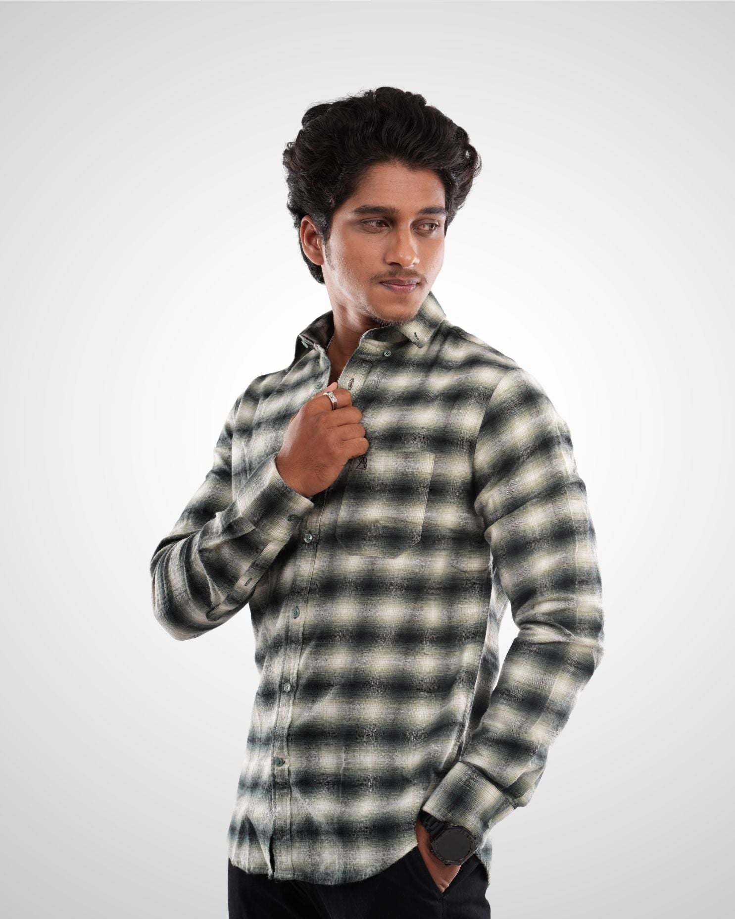 Maroon Brushed Twill Checked Shirt