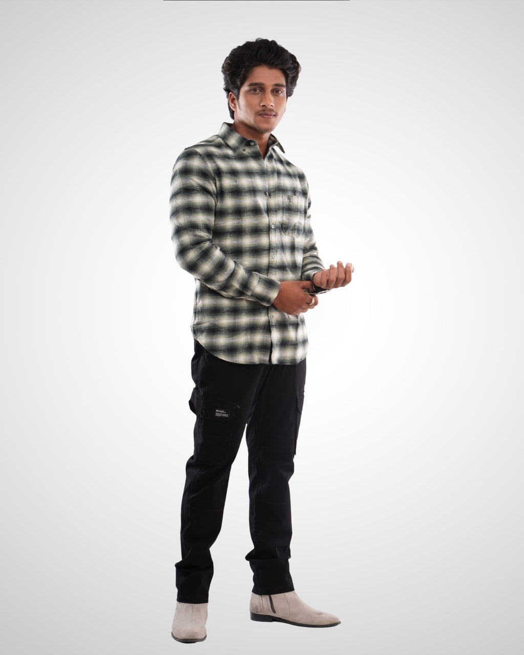 Maroon Brushed Twill Checked Shirt