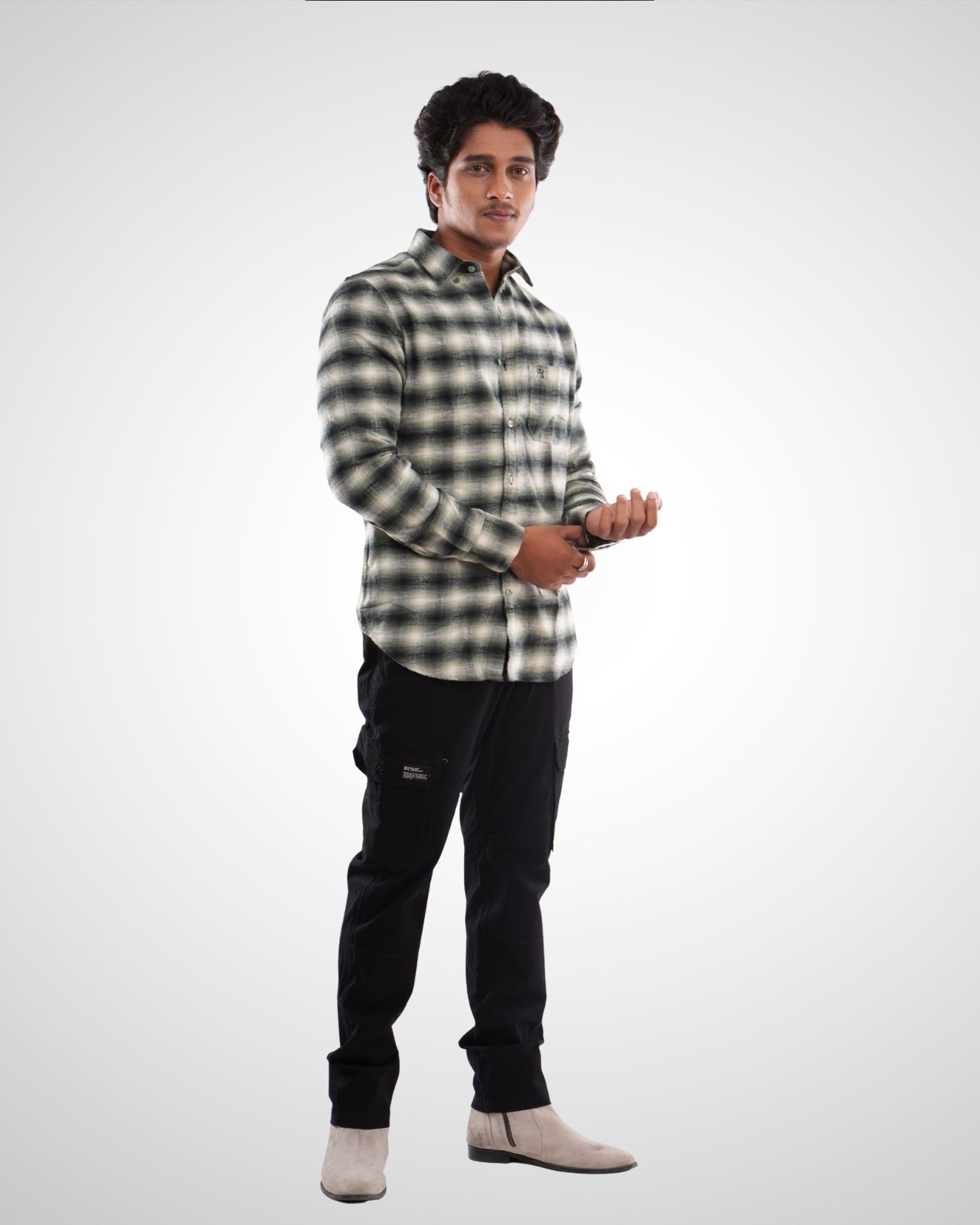 Maroon Brushed Twill Checked Shirt